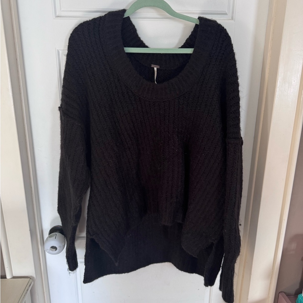 Free People Black Crew Neck Sweater